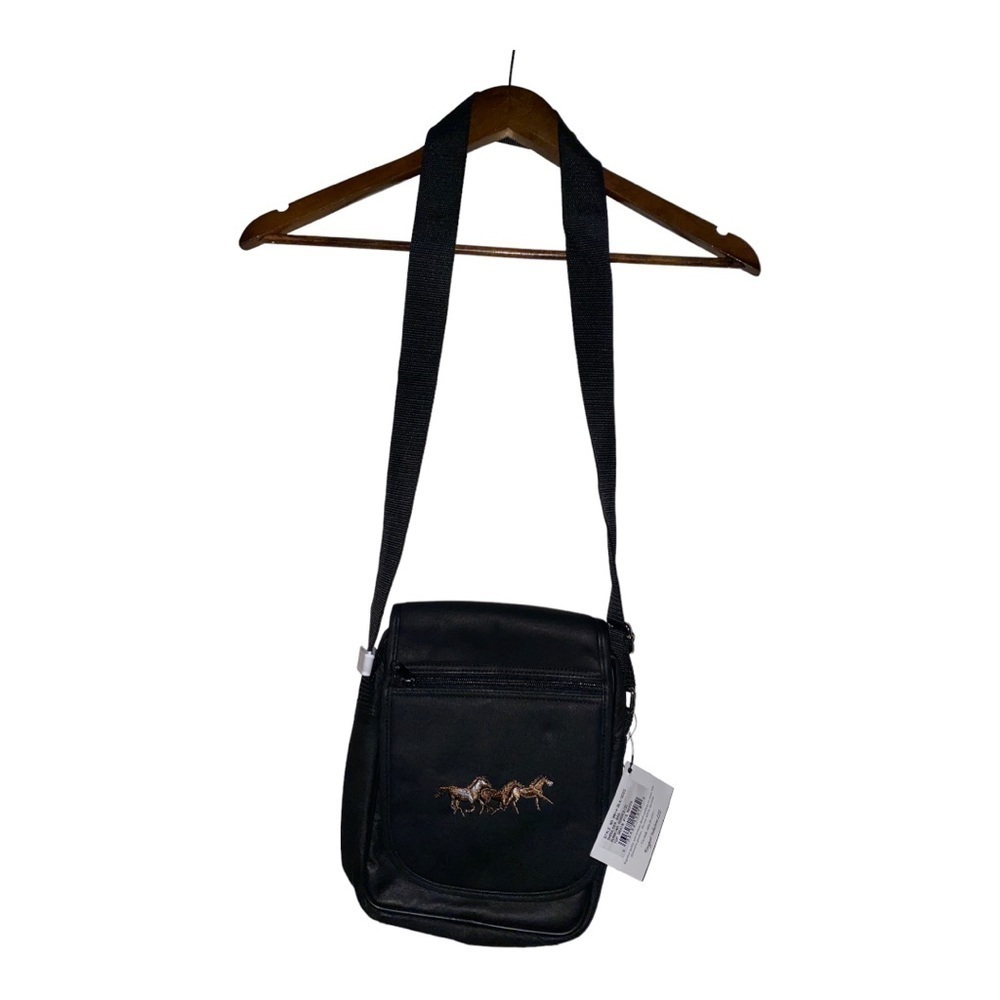 Gallery Running Horse (3) Cowgirl Western Leather Black Shoulder Bag NEW Women